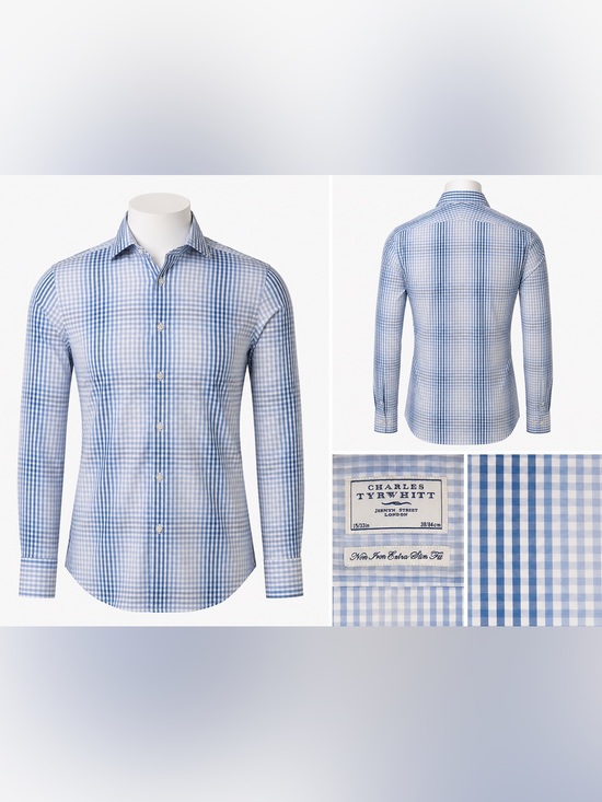 Charles Tyrwhitt Other - Charles Tyrwhitt Blue White Check Non-Iron Slim Fit Dress Shirt 15/33